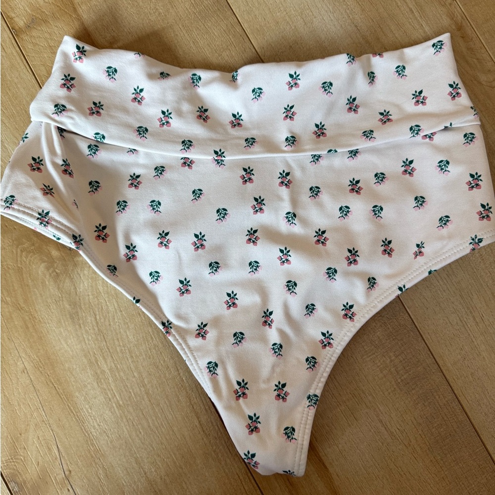 Montce Floral Bikini Bottom with Pink and Green Accents